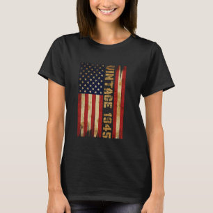 80 Years Old Vintage 1945 American Flag 80th Birth T-Shirt