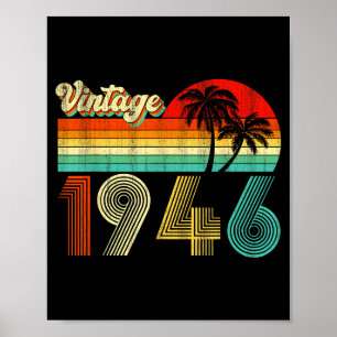 80 Years Old Vintage Born In 1946 Funny 80th Birth Poster