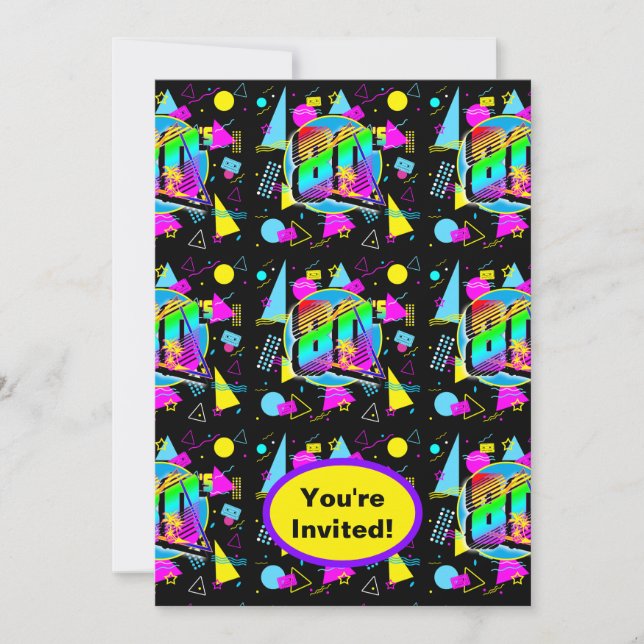 80s 1980s Retro Fashion Style Birthday Party Event Invitation (Front)