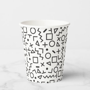 80's 90's Black & White Retro Shapes Pattern Paper Cups