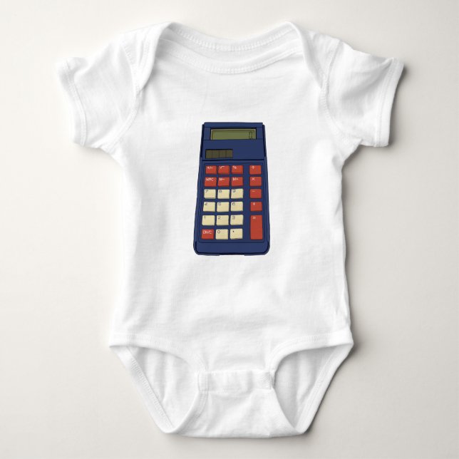 80's 90's Calculator Math School Nostalgia Baby Bodysuit (Front)