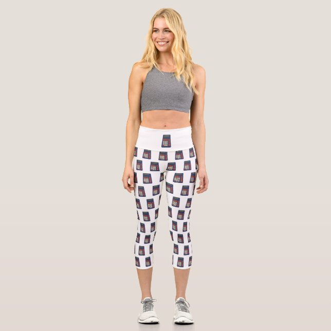 80's 90's Calculator Math School Nostalgia Capri Leggings (Front)