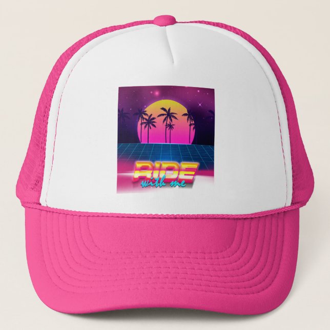 80's 90's Futuristic style Baseball Trucker Hat (Front)