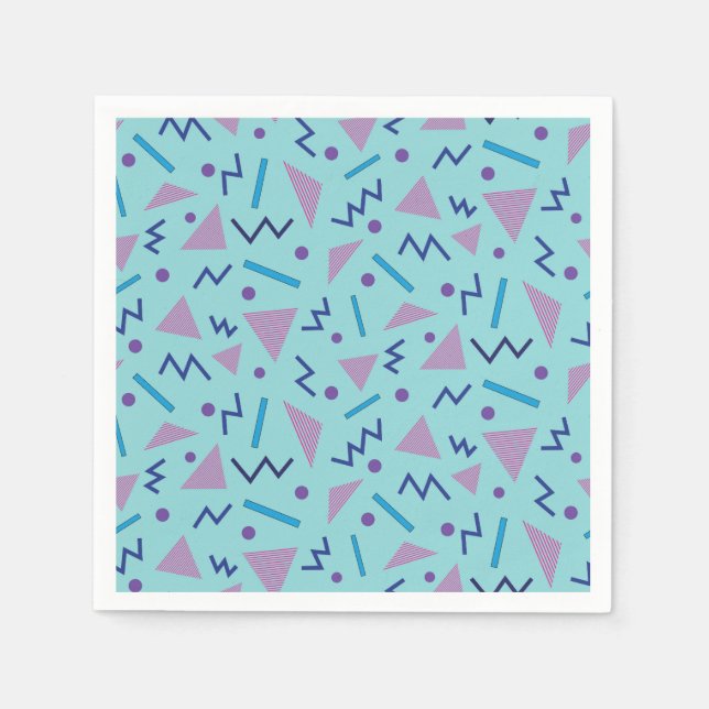 80s 90s Memphis style geometric blue   Napkin (Front)