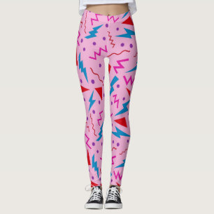 80s 90s Memphis style geometric Pink  Leggings