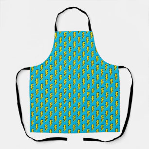80's/90's Neon Blue Yellow Lightning Bolt Pattern Apron