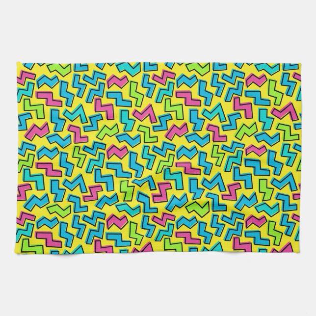 80's/90's Neon Pattern Tea Towel (Horizontal)