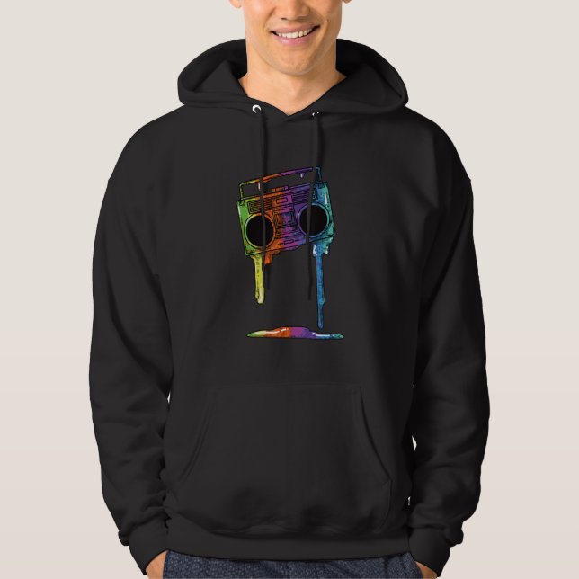 80s & 90s Old School Boombox Music Hip Hop Rap Hoodie (Front)