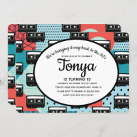 80s 90s Party Retro Cassette Throw Back Invitation