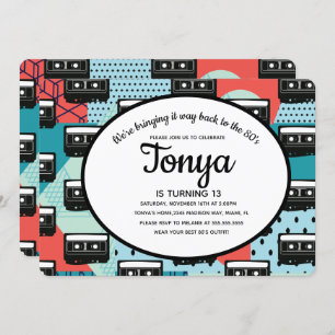 80s 90s Party Retro Cassette Throw Back Invitation