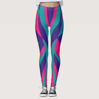 80s 90s Retro Abstract Wave Colourful Leggings