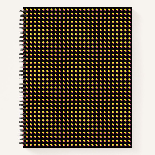 80's/90's Retro Black And Neon Yellow Dots Pattern Notebook (Front)