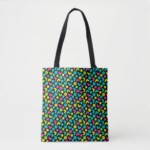 80's/90's Retro Black & Neon Pattern Tote Bag