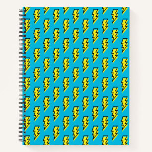 80's/90's Retro Blue Yellow Lightning Bolt Pattern Notebook
