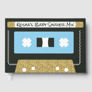 80s 90s Retro Cassette Tape Guest Book   Baby Blue