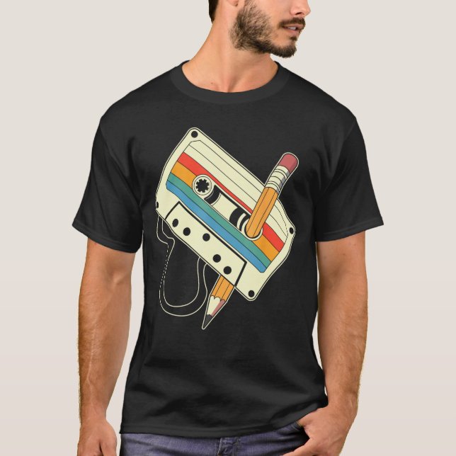 80s 90s Retro Music Mitape Cassetteape Pencil Nost T-Shirt