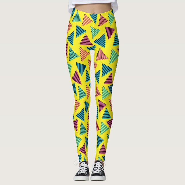 80's/90's Retro Neon Pattern Leggings (Front)