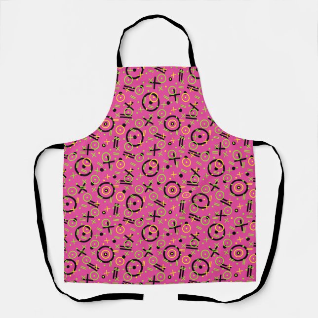 80's/90's Retro Neon Pink Pattern Apron (Front)