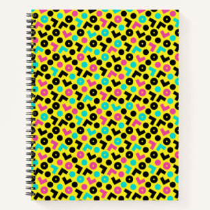80's/90's Retro Neon Yellow Pattern Notebook