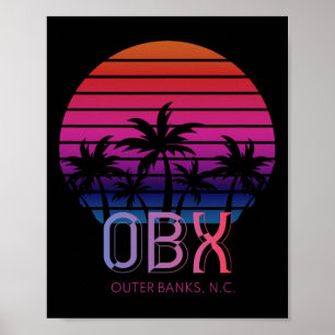 80s 90s Retro North Carolina Beach Vacation Obx Ou Poster