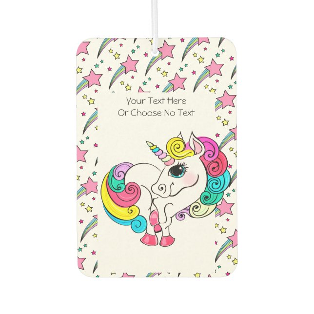 80s 90s Retro Rainbow Stars White Unicorn Car Air Freshener (Front)