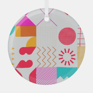 80s-90s Trendy Geometric Background Glass Tree Decoration