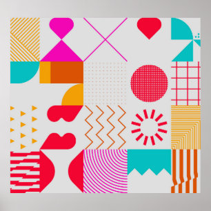 80s-90s Trendy Geometric Background Poster