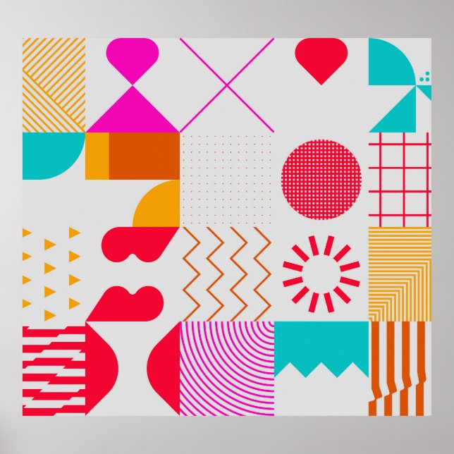 80s-90s Trendy Geometric Background Poster (Front)