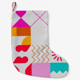 80s-90s Trendy Geometric Background Small Christmas Stocking