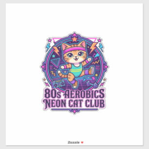 80s Aerobics Neon Cat Funny Cat Lover Design - 80s