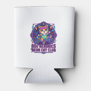 80s Aerobics Neon Cat Funny Cat Lover Design - 80s Can Cooler