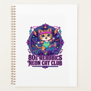 80s Aerobics Neon Cat Funny Cat Lover Design - 80s Planner