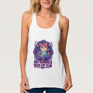 80s Aerobics Neon Cat Funny Cat Lover Design - 80s Singlet