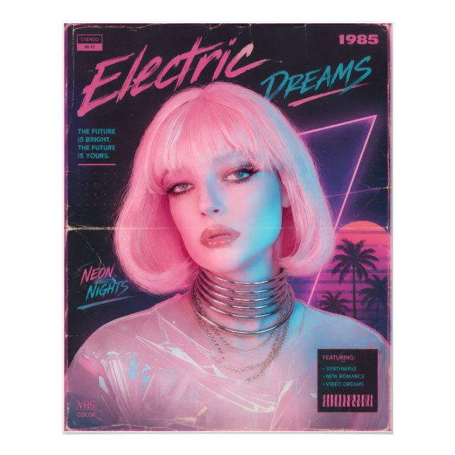 80s Aesthetic Synthwave Pink  Photo Print (Front)