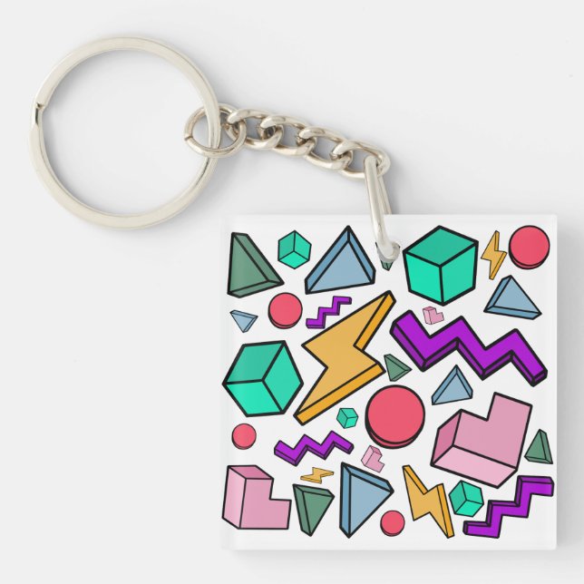 80s Aesthetic Vintage Retro Key Ring (Front)