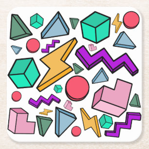 80s Aesthetic Vintage Retro Square Paper Coaster