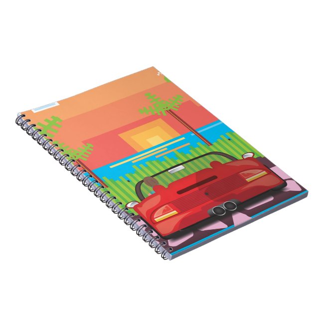80s Arcade Sports Car Spiral Notebook (Right Side)