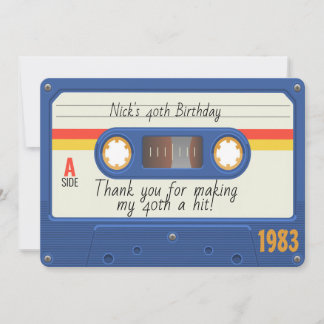 80's Birthday Party, Cassette Tape Thank you card