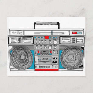 80s boombox illustration postcard