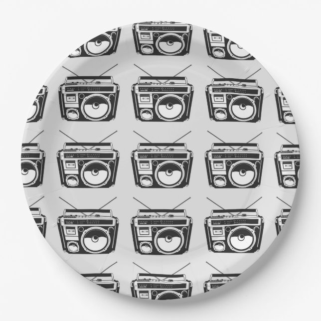 80s Boombox Paper Plate (Front)