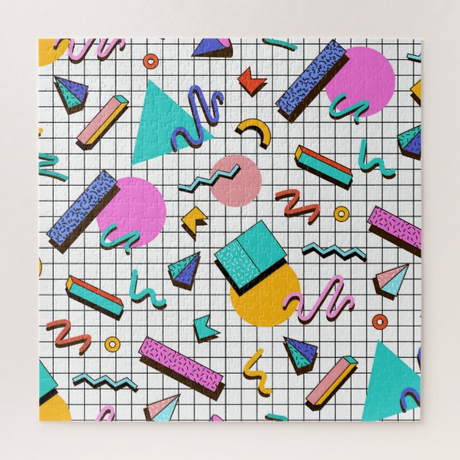 80s Bright Chequered: Vintage Geometric. Jigsaw Puzzle (Vertical)