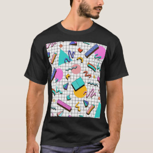 80s Bright Chequered: Vintage Geometric. T-Shirt