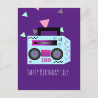 80s Bright Music System Happy Birthday Name Card