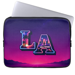 80s California Style Neon LA Typography Art Laptop Sleeve