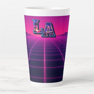 80s California Style Neon LA Typography Art  Latte Mug