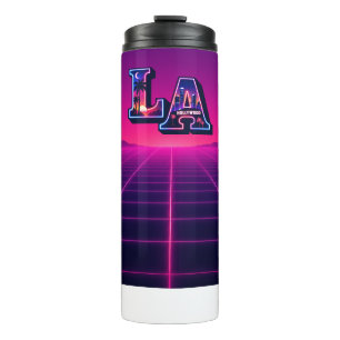 80s California Style Neon LA Typography Art  Thermal Tumbler
