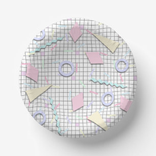 80s Candy Pastel Geo Print Bowls Paper Plate