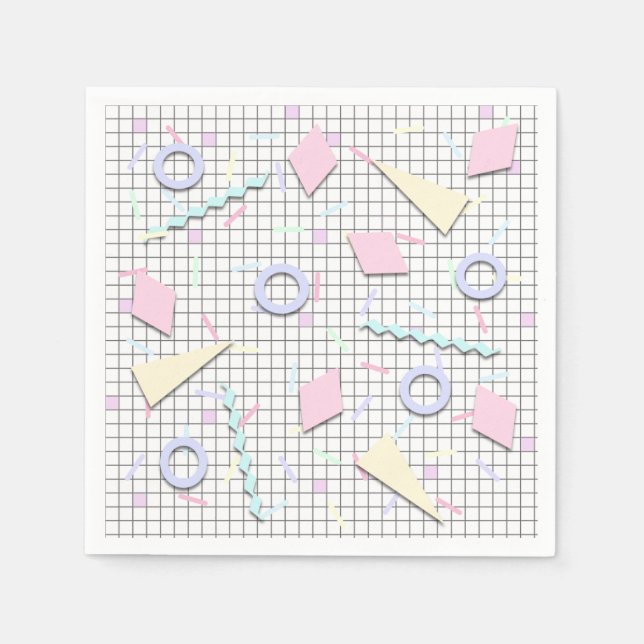 80s Candy Pastel Geo Print Napkins (Front)