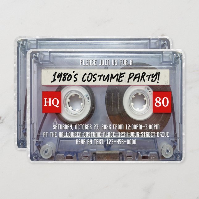 80s Cassette Mixtape 1980s Halloween Costume Party Invitation (Front/Back)
