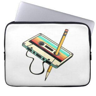 80s Cassette Tape Pencil 1980s Retro Vintage Throw Laptop Sleeve